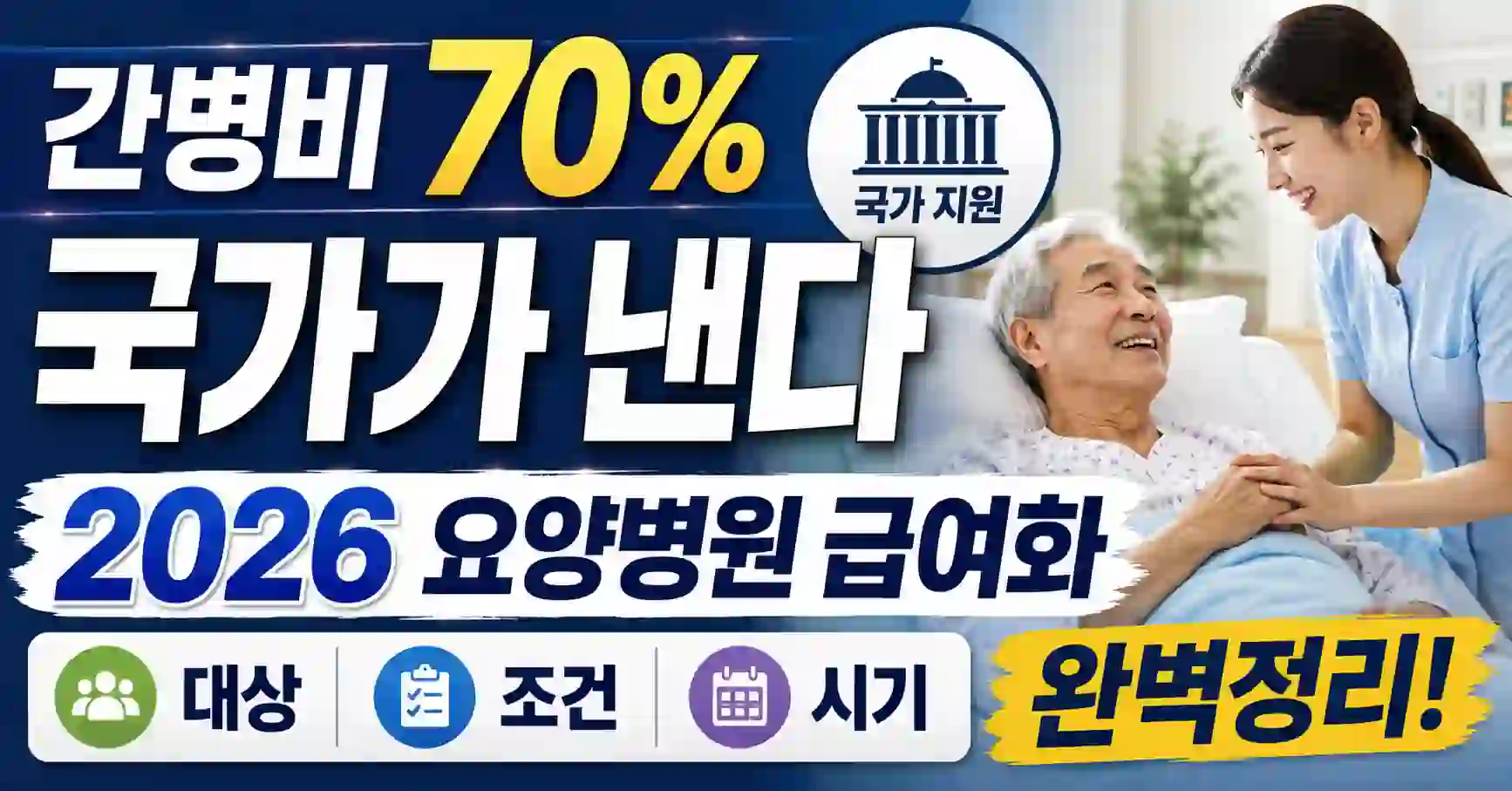 2026년 요양병원 간병비 급여화 — 본인부담 30%로 줄어드는 조건 안내