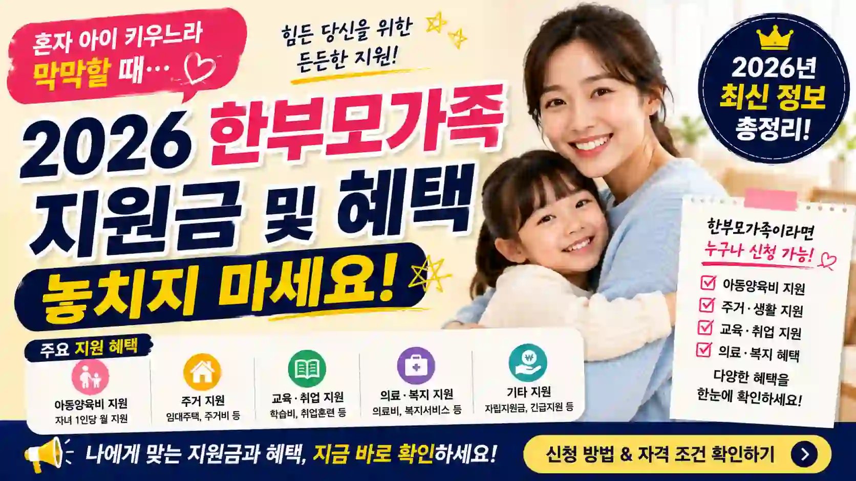 2026년 한부모가족 지원금 월 23만 원과 추가 혜택 안내 이미지
